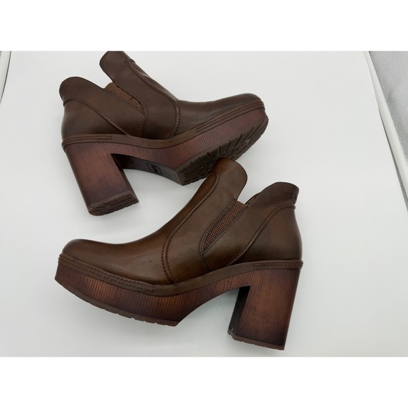 Kork-Ease Shoes - Korks Brown Platform Ankle Boots Chunky Block Heel Womens 9.5M